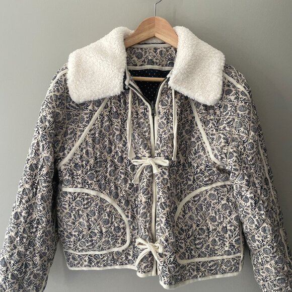 NWOT The Great. Reversible Quilted Print Puffer Jacket Size XS - Picture 3 of 9